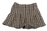 Hnědo-růžová kostkovaná skládaná sukně H&M