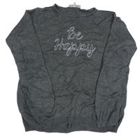 Tmavošedý lehký svetr s nápisem 