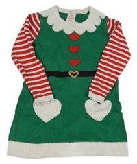 Zeleno-červeno-bílé pletené vánoční šaty George