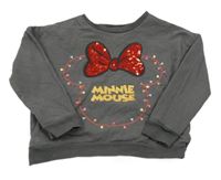Tmavošedá mikina s Minnie a mašlí s flitry George