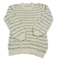 Smetanovo-zelené vzorované perforované šaty 