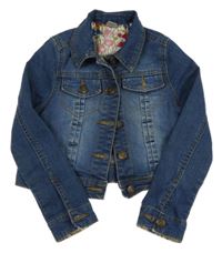 Tmavomodrá crop riflová bunda Tu