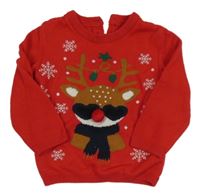 Červený lehký svetr se sobem KIABI