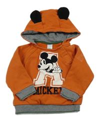 Oranžovo-šedá mikina s Mickeym a kapucí C&A