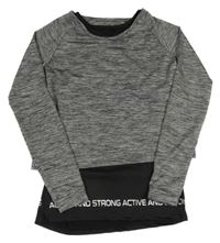 Tmavošedo-černé melírované sportovní triko s všitým topem 