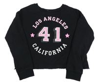 Černá crop mikina s nápisem a číslem H&M