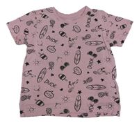 Růžové tričko s obrázky PRIMARK