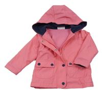Růžová nepromokavá jarní bunda s kapucí 