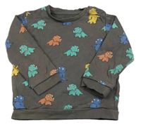 Tmavošedá mikina s barevnými dinosaury M&S