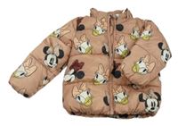 Starorůžová šusťáková zimní bunda s Minnie a Daisy H&M