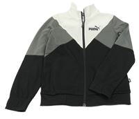 Černo-šedo-bílá sportovní propínací mikina s logem Puma