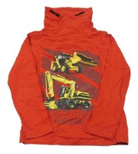 Červené triko s bagry a komínovým límcem Dopodopo