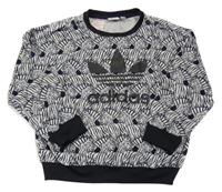 Černo-béžová vzorovaná sametová mikina s logem Adidas