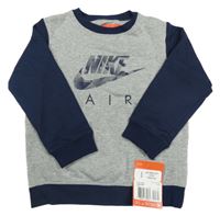 Nové - šedo-tmavomodrá mikina s logem Nike Air