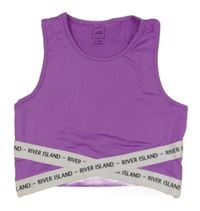 Fialový sportovní crop trop s logem River Island
