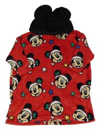 Červeno-černá plyšová domácí oversize mikina s Minnie a kapucí Disney