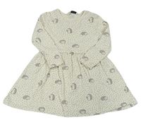 Smetanové puntíkaté bavlněné šaty s ježky George