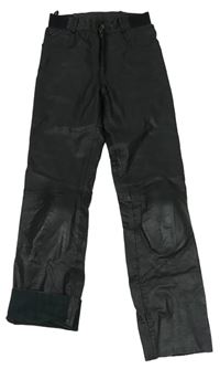 Černé kožené motorkářské kalhoty