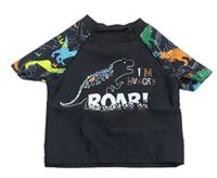 Černé UV tričko s dinosaury Shein