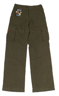 Khaki cargo šusťákové outdoorové podšité kalhoty alive