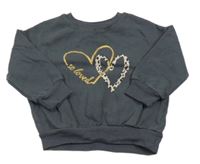 Antracitová mikina se srdíčky 