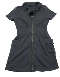 Antracitové teplákové šaty s bambulí George