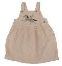 Světlerůžové manšestrové laclové šaty s koněm M&S