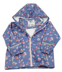 Modro-růžová květovaná voděodolná jarní bunda s kapucí Lupilu