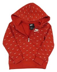 Červená mikina s logy a kapucí Nike