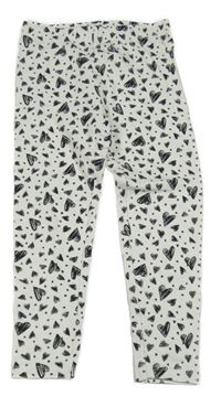 Bílo-černé legíny se srdíčky 