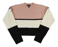 Růžovo-bílo-černý crop svetr New Look