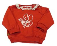 Červeno-bílá mikina s motýlkem 