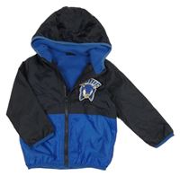 Tmavomodro-modrá šusťáková jarní bunda se Sonicem a kapucí 