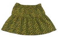 Khaki-hořčicová vzorovaná sukně 