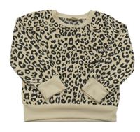 Béžovo-černá mikina s leopardím vzorem 