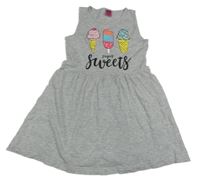 Šedé šaty se zmrzlinami Y.F.K.