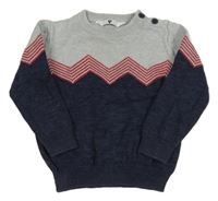 Tmavomodro-šedo-červený svetr V by Very