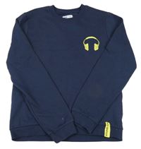 Tmavomodrá mikina se sluchátky Sinsay