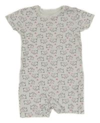 Bílý kraťasový overal s ovečkami Lupilu