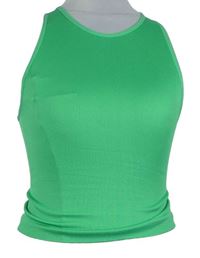 Dámský zelený žebrovaný elastický crop top Primark 