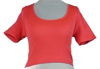 Dámské neonově růžové žebrované elastické crop tričko Primark 
