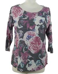 Dámské černo-purpurové květované triko M&S