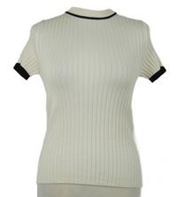 Dámské smetanové žebrované pletené tričko s černým lemem Anko 