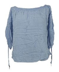 Dásmká modro-bílá proužkovaná halenka s lodičkovým výstřihem Orsay