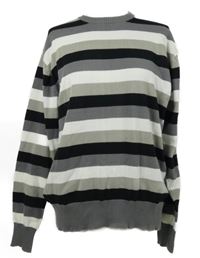 Pánský šedo-černo-bílý pruhovaný svetr Identic 