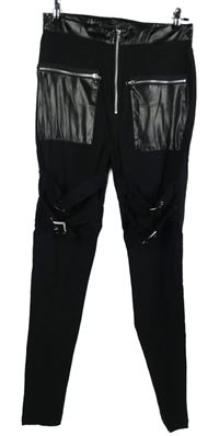 Dámské černé tregíny s pásky 