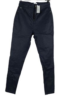 Nové - Dámské tmavomodré koženkové skinny kalhoty s vysokým pasem Coast 