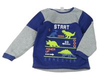 Šedo-modrá mikina s dinosaury Kiki&Koko