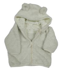 Smetanová chlupatá propínací mikina s kapucí Next