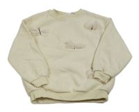 Smetanová oversize mikina s motýlky Zara